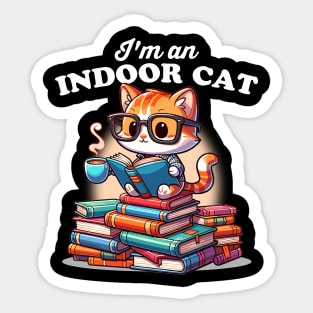 I'm an Indoor Cat Reading Books Sticker